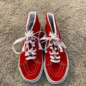 Vans red high top sneaker
